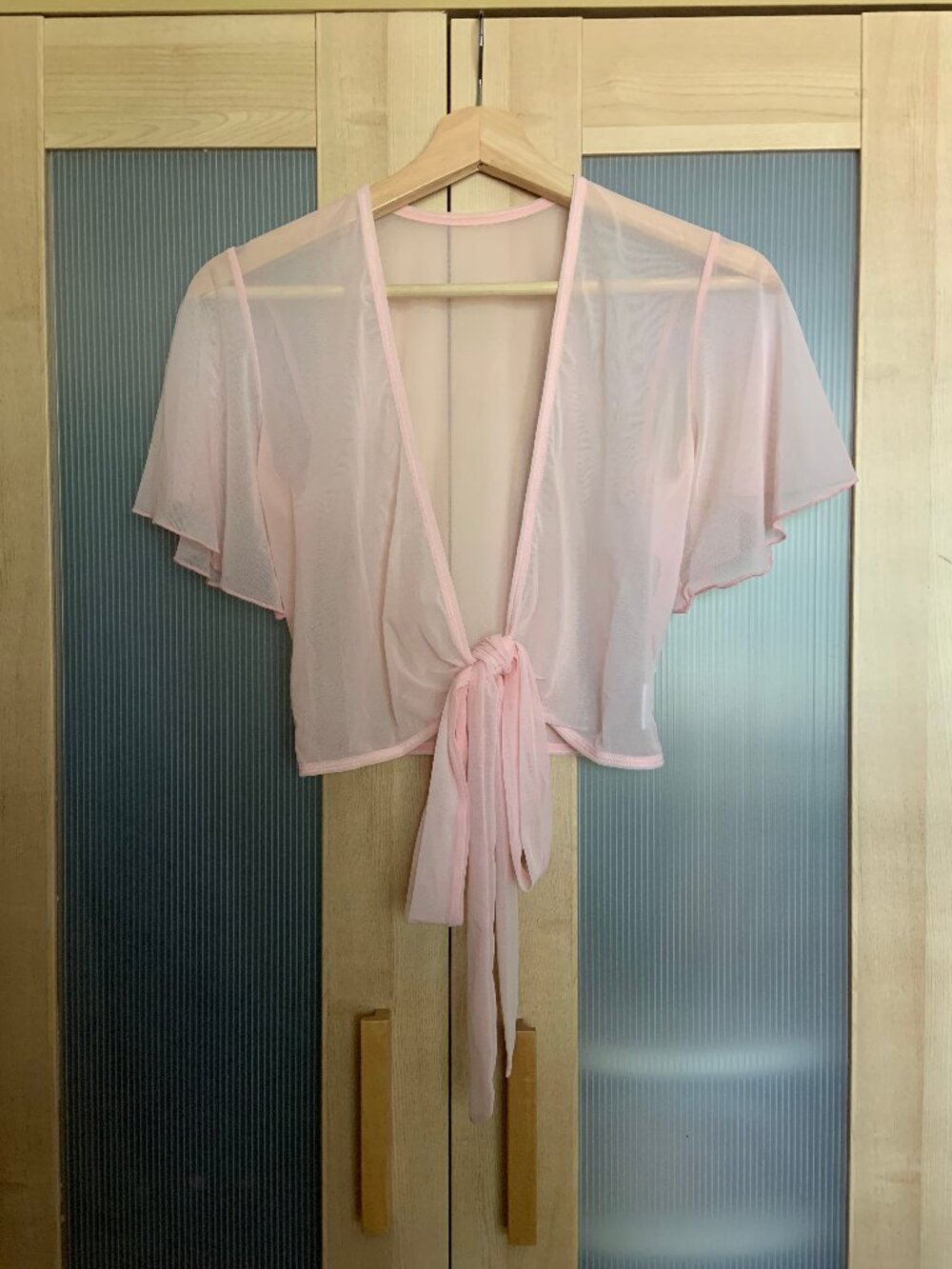 Ballet Beautiful Mesh Flutter Sleeve Wrap Top